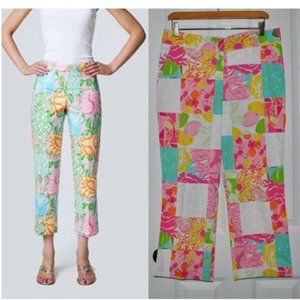 New LILLY PULITZER Patchwork Print Capri Pants 10